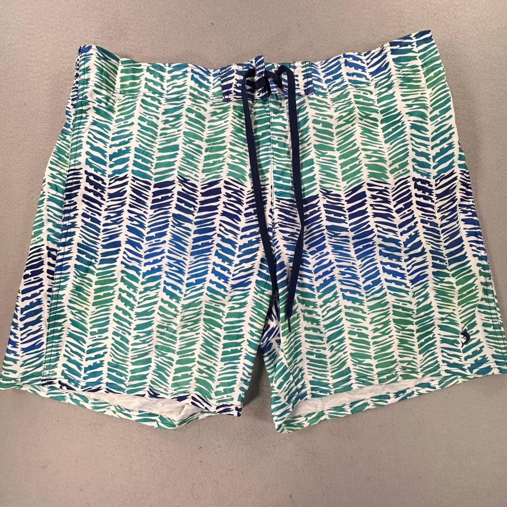 Reel Legends Mens XL Swim Trunks Blue Green Abstract Print Board Shorts